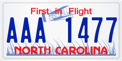 NC license plate AAA1477