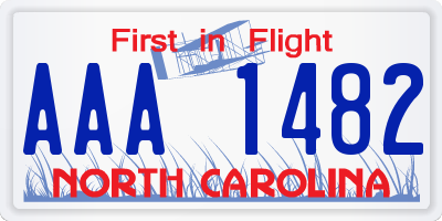 NC license plate AAA1482