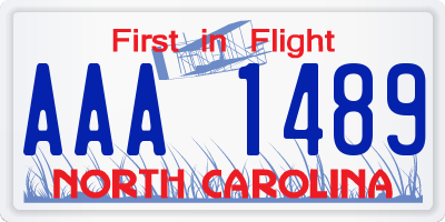 NC license plate AAA1489