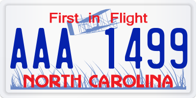 NC license plate AAA1499