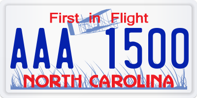 NC license plate AAA1500