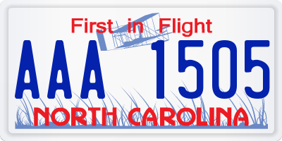NC license plate AAA1505