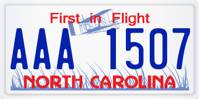 NC license plate AAA1507