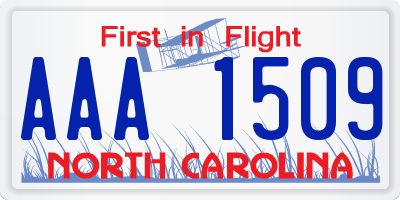 NC license plate AAA1509