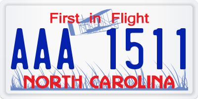 NC license plate AAA1511