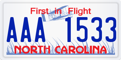NC license plate AAA1533