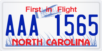 NC license plate AAA1565