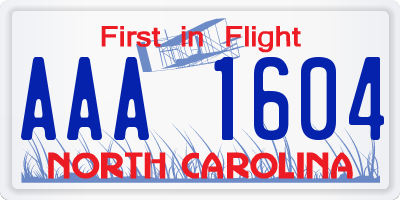 NC license plate AAA1604