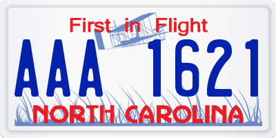 NC license plate AAA1621