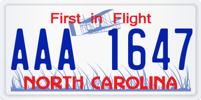 NC license plate AAA1647