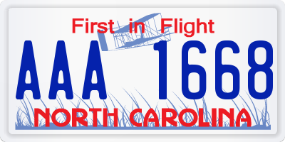 NC license plate AAA1668