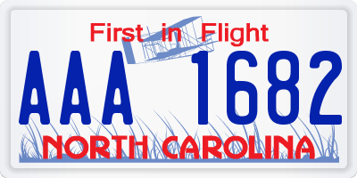 NC license plate AAA1682