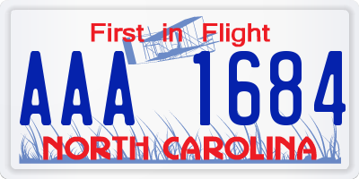 NC license plate AAA1684