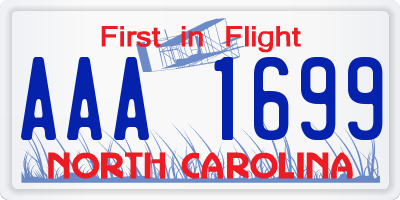 NC license plate AAA1699