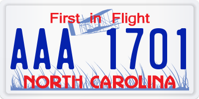 NC license plate AAA1701