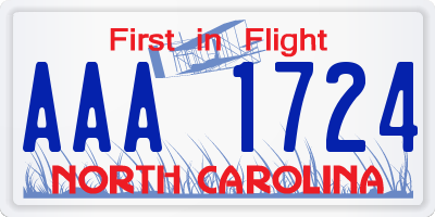 NC license plate AAA1724