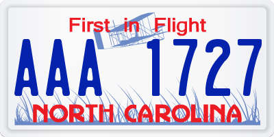 NC license plate AAA1727