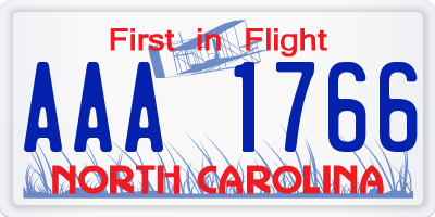 NC license plate AAA1766