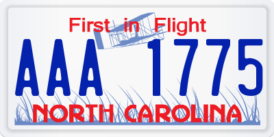 NC license plate AAA1775