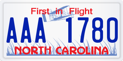 NC license plate AAA1780
