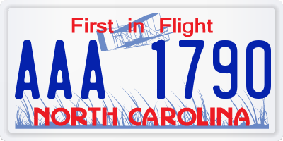 NC license plate AAA1790