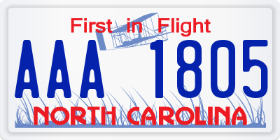 NC license plate AAA1805