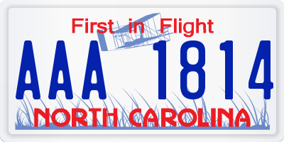 NC license plate AAA1814
