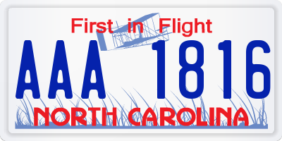NC license plate AAA1816