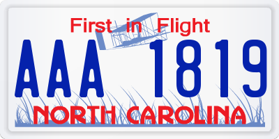 NC license plate AAA1819