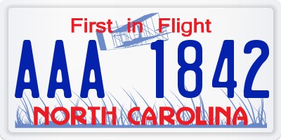 NC license plate AAA1842
