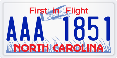 NC license plate AAA1851