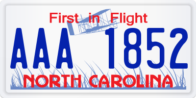 NC license plate AAA1852