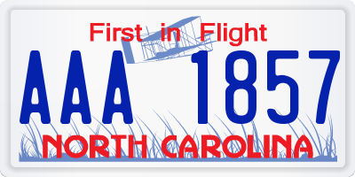 NC license plate AAA1857