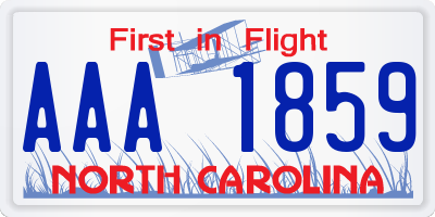 NC license plate AAA1859