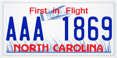 NC license plate AAA1869