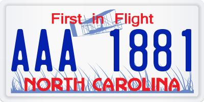 NC license plate AAA1881