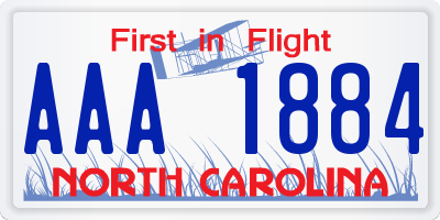 NC license plate AAA1884