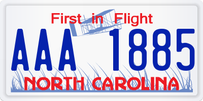 NC license plate AAA1885