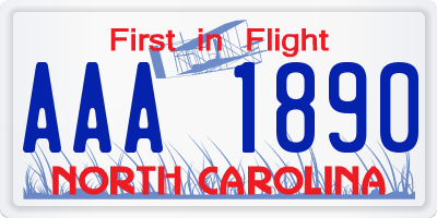 NC license plate AAA1890