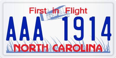 NC license plate AAA1914