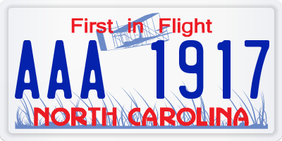NC license plate AAA1917
