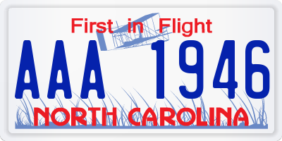 NC license plate AAA1946