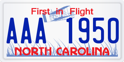 NC license plate AAA1950