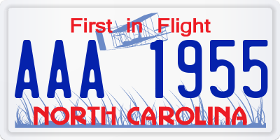NC license plate AAA1955