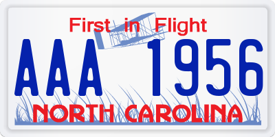 NC license plate AAA1956