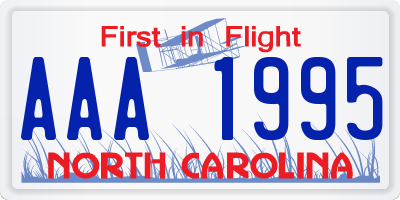 NC license plate AAA1995