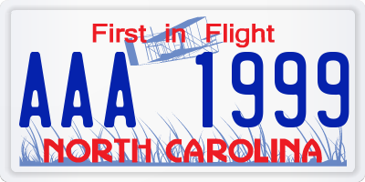 NC license plate AAA1999