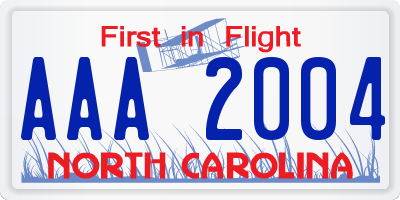 NC license plate AAA2004