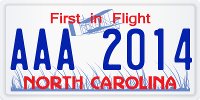 NC license plate AAA2014
