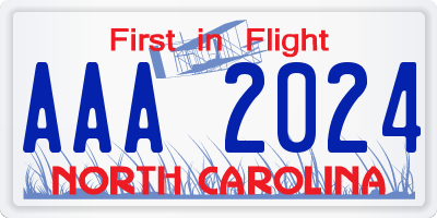NC license plate AAA2024